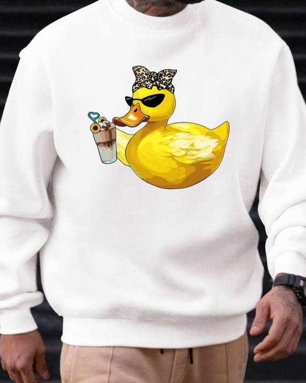 UrbanOutfits Men sweatshirt White / Cotton-Fleece / S DUCK -  Men Oversized sweatshirt