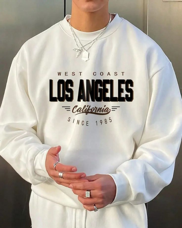 UrbanOutfits Men sweatshirt White / Cotton-Fleece / S Los Angeles -  Men Oversized sweatshirt [ Unisex ]