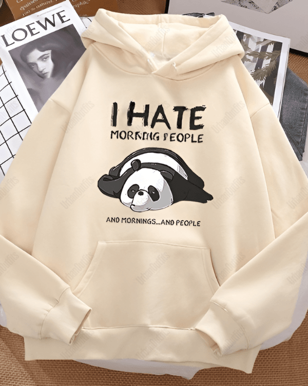 UrbanOutfits Oversized Hoodie Beige / Cotton-Fleece / S Hate morning people - Oversized Hoodie [ Unisex ]