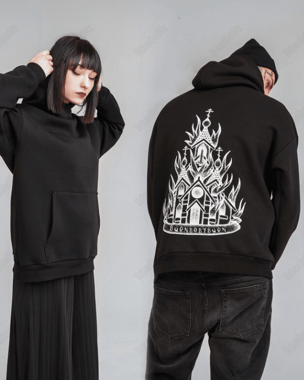 UrbanOutfits Oversized Hoodie Black / Cotton-Fleece / S Burning - Oversized Hoodie [ Unisex ]