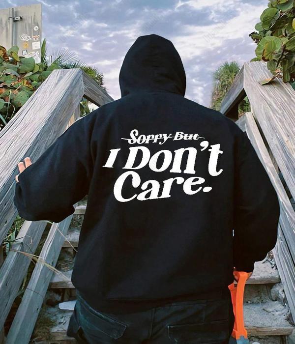 UrbanOutfits Oversized Hoodie Black / Cotton-Fleece / S 'I Don't Care ' Oversized Hoodie