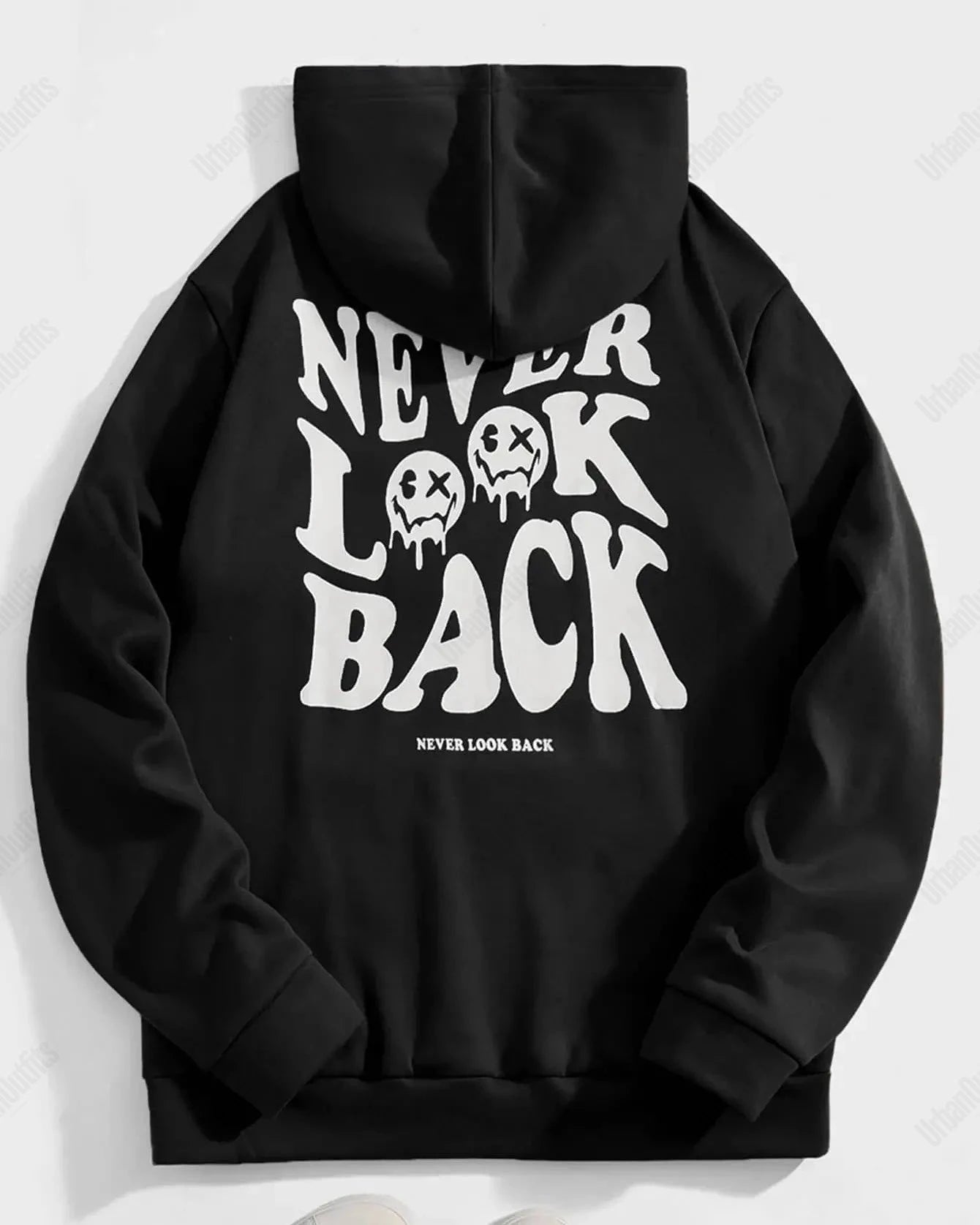 UrbanOutfits Oversized Hoodie Black / Cotton-Fleece / S 'Never Look Back' Oversized Hoodie