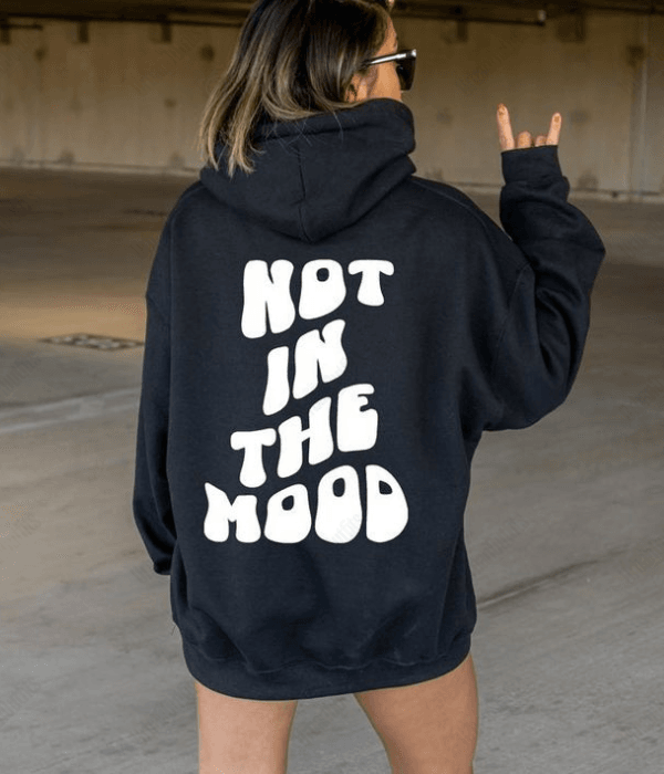UrbanOutfits Oversized Hoodie Black / Cotton-Fleece / S ' Not in the mood ' Oversized Hoodie