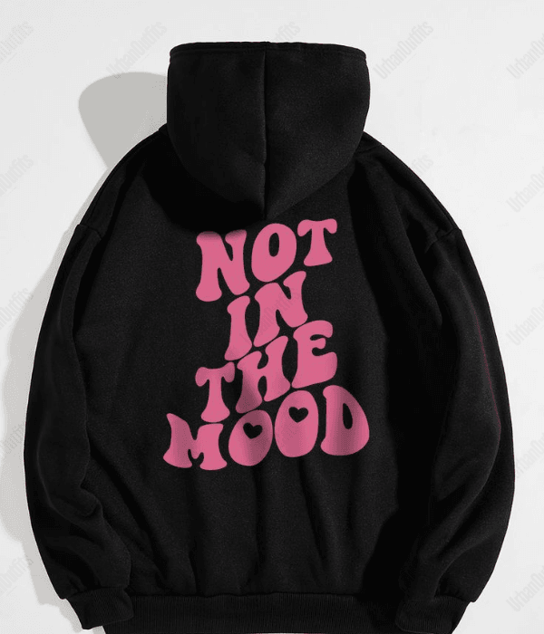 UrbanOutfits Oversized Hoodie Black / Cotton-Fleece / S ' Not in the mood ' Oversized Hoodie