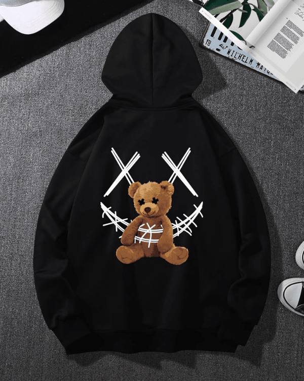 UrbanOutfits Oversized Hoodie Black / Cotton-Fleece / S Teddy bear- Oversized Hoodie [ Unisex ]