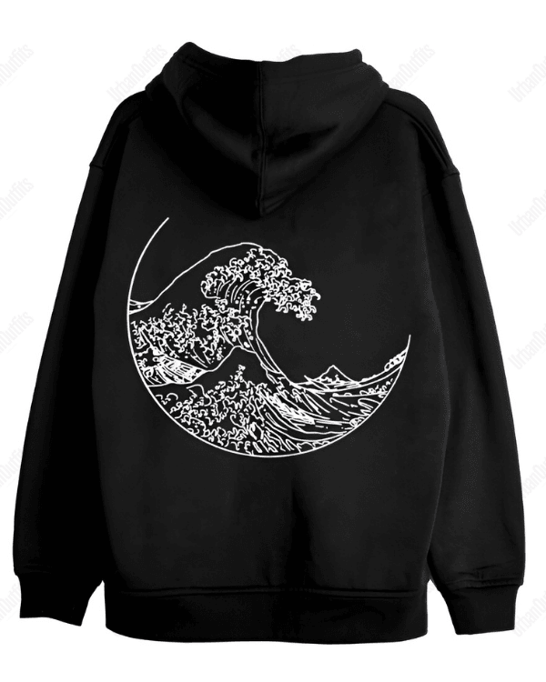 UrbanOutfits Oversized Hoodie Black / Cotton-Fleece / S Waves - Oversized Hoodie [ Unisex ]