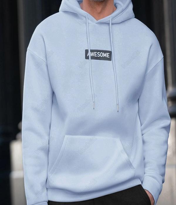 UrbanOutfits Oversized Hoodie Blue / Cotton-Fleece / S 'AWESOME' Oversized Hoodie