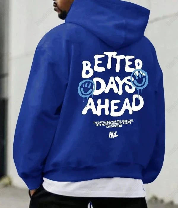 UrbanOutfits Oversized Hoodie Blue / Cotton-Fleece / S 'Better days ahead' Unisex Oversized Hoodie