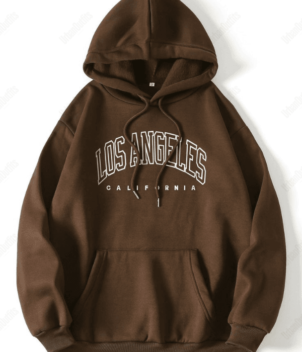 UrbanOutfits Oversized Hoodie brown / Cotton-Fleece / S ' Los Angeles ' Oversized Hoodie