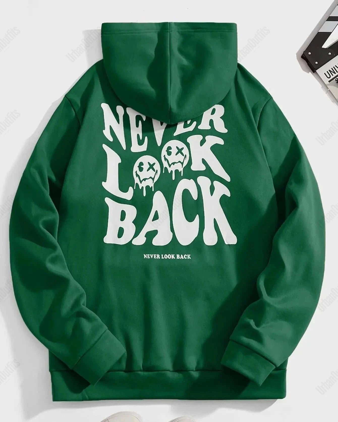 UrbanOutfits Oversized Hoodie Green / Cotton-Fleece / S 'Never Look Back' Oversized Hoodie
