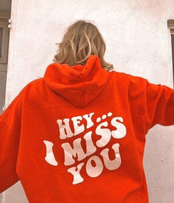 UrbanOutfits Oversized Hoodie orange / Cotton-Fleece / S 'Hey i miss you ' Oversized Hoodie