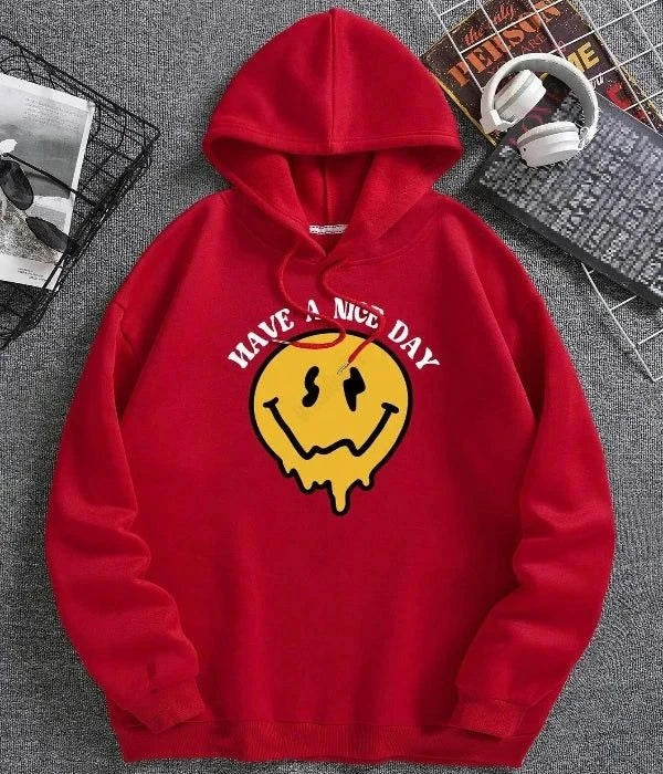 UrbanOutfits Oversized Hoodie Red / Cotton-Fleece / S 'Have a Nice Day' Oversized Hoodie
