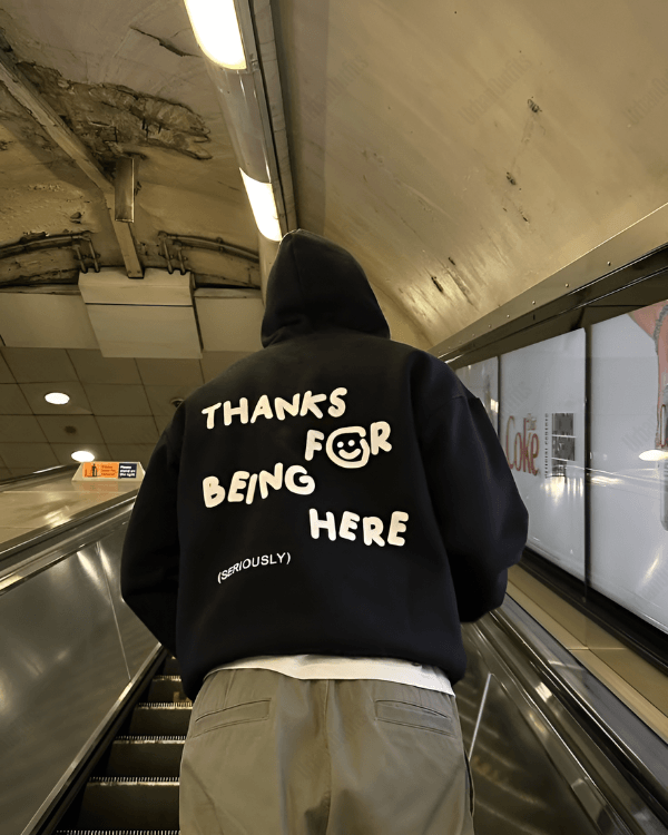 UrbanOutfits Oversized Hoodie Thanks for being here - Oversized Hoodie [ Unisex ]