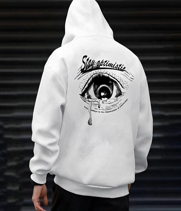 UrbanOutfits Oversized Hoodie White / Cotton-Fleece / S 'Eye ' Unisex Oversized Hoodie