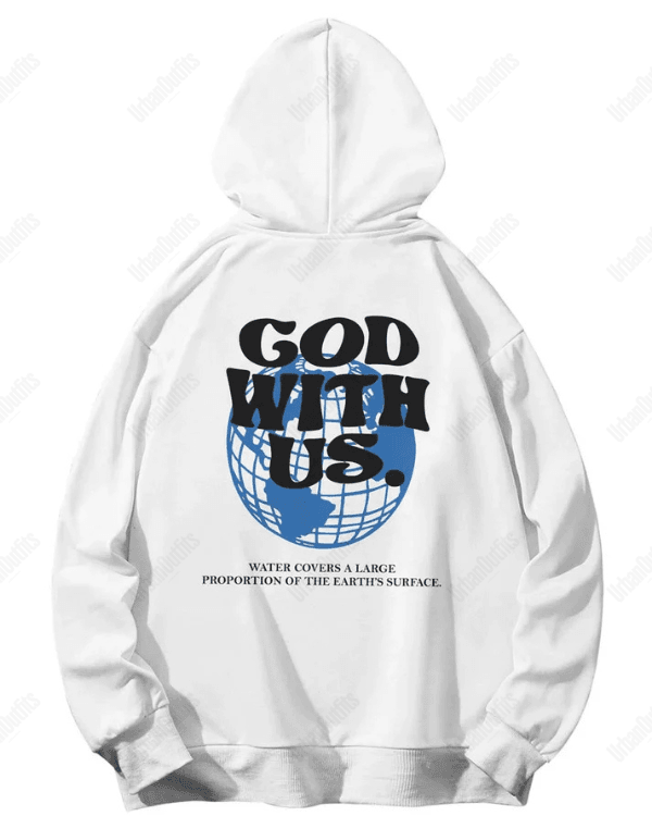 UrbanOutfits Oversized Hoodie White / Cotton-Fleece / S GOD WITH US - Oversized Hoodie [ Unisex ]