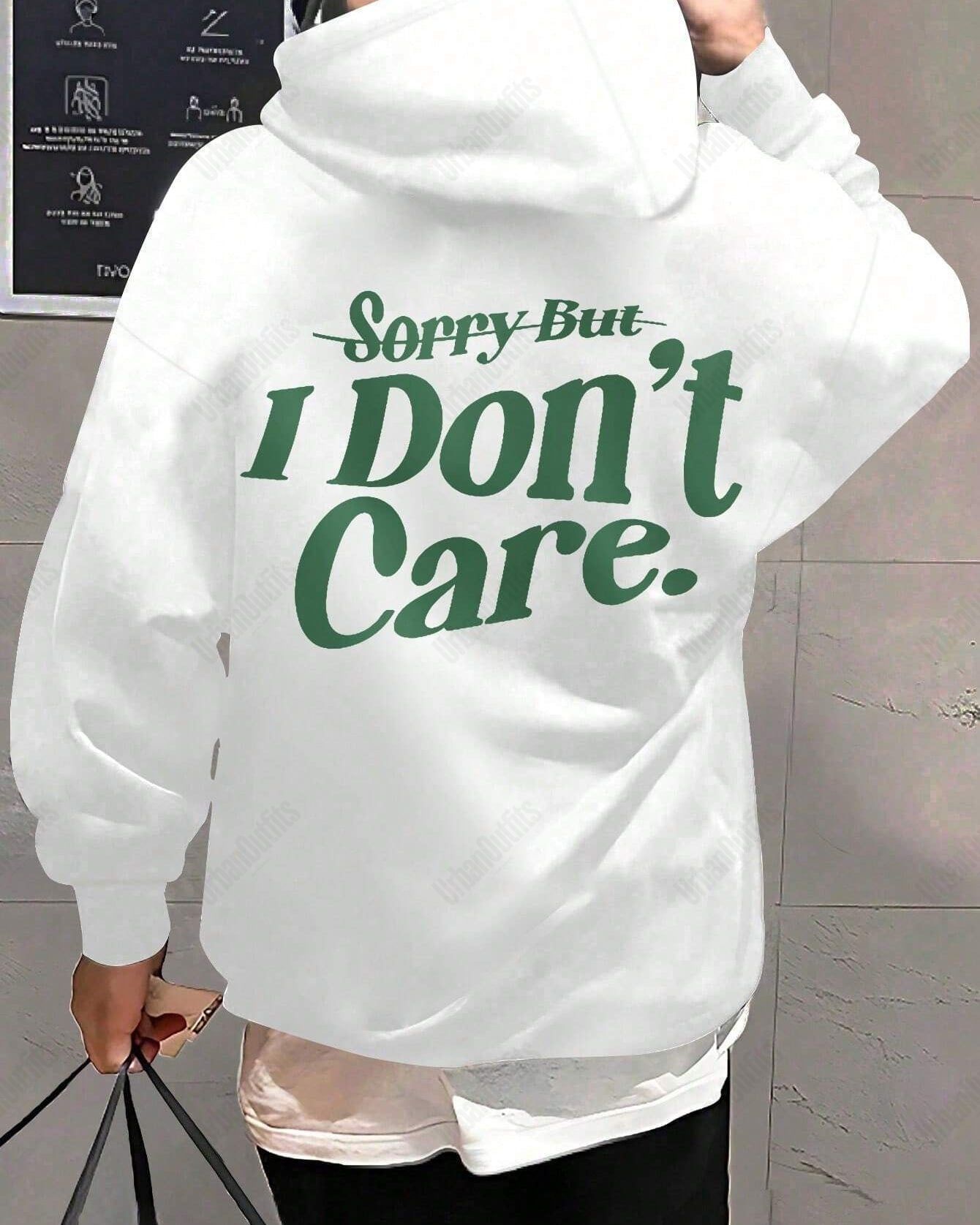 UrbanOutfits Oversized Hoodie White / Cotton-Fleece / S 'I Don't Care ' Oversized Hoodie