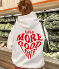 UrbanOutfits Oversized Hoodie White / Cotton-Fleece / S 'More good love ' Oversized Hoodie