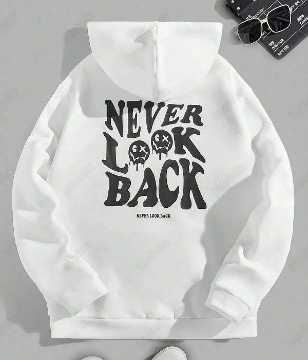UrbanOutfits Oversized Hoodie White / Cotton-Fleece / S 'Never Look Back' Oversized Hoodie
