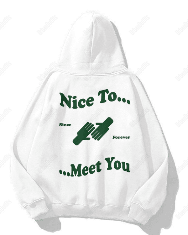 UrbanOutfits Oversized Hoodie White / Cotton-Fleece / S Nice to meet U -  Oversized Hoodie [ Unisex ]