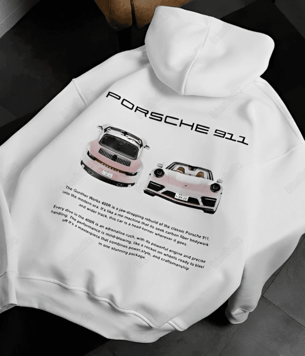 UrbanOutfits Oversized Hoodie White / Cotton-Fleece / S PORSCHE 911 Oversized Hoodie