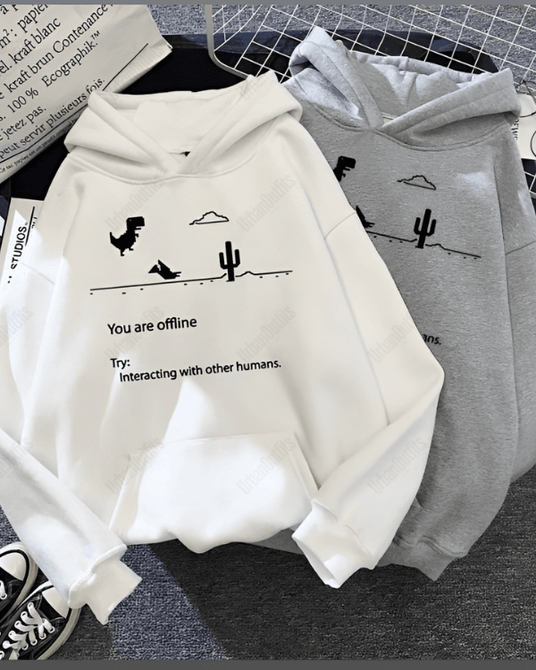 UrbanOutfits Oversized Hoodie White / Cotton-Fleece / S You are Offline - Oversized Hoodie [ Unisex ]