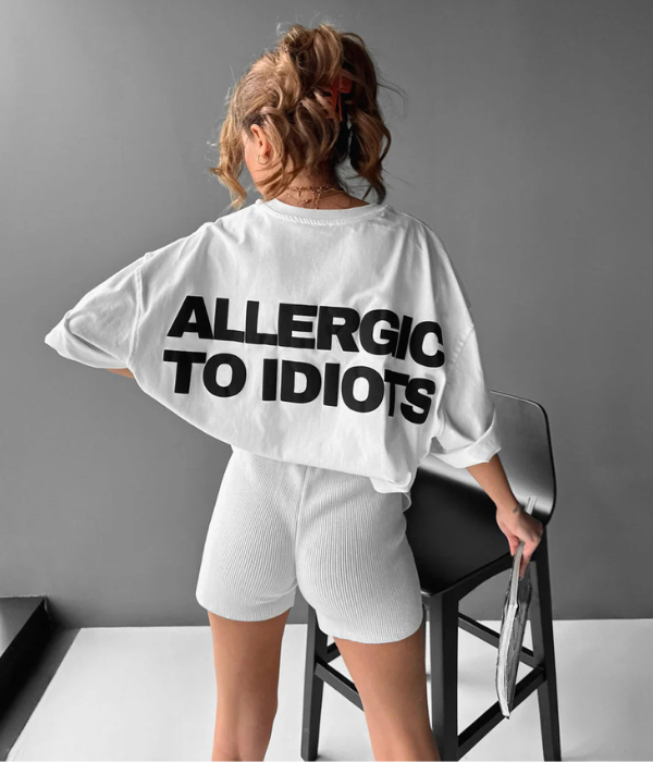 UrbanOutfits Oversized T-shirt ' Allergic to idiots' Oversized T-shirt [ UNISEX ]