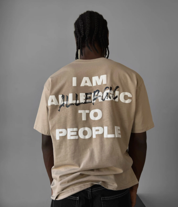 UrbanOutfits Oversized T-shirt Beige / S ' Allergic To People ' Oversized T-shirt [ Unisex ]