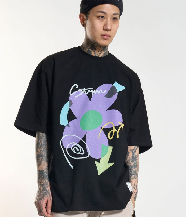 UrbanOutfits Oversized T-shirt Black / Cotton / S Flower Oversized T-Shirt