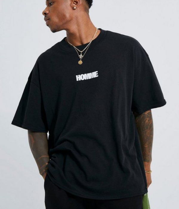 UrbanOutfits Oversized T-shirt Black / Cotton / S 'HOMME' Oversized T-Shirt