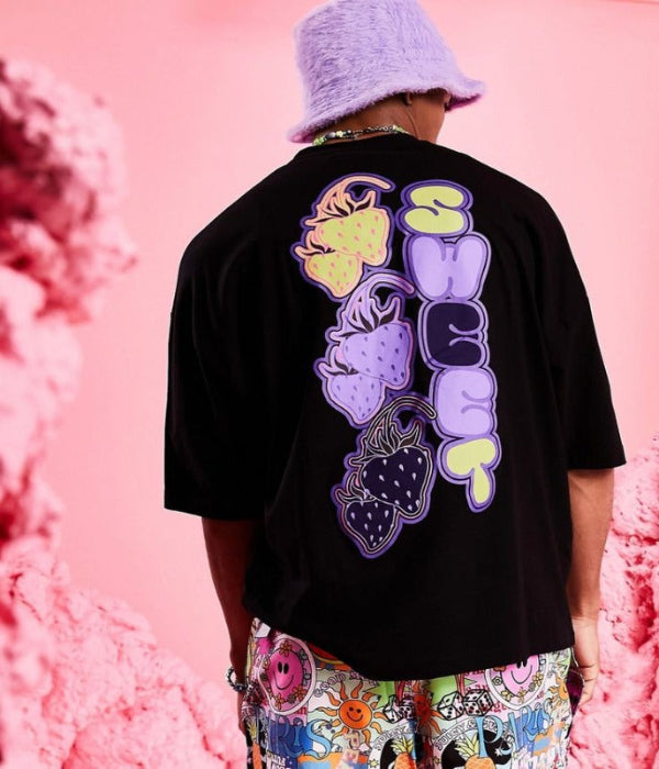 UrbanOutfits Oversized T-shirt Black / Cotton / S 'SWEET' Oversized T-ShirtX [ UNISEX ]