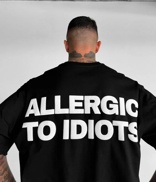 UrbanOutfits Oversized T-shirt Black / S ' Allergic to idiots' Oversized T-shirt [ UNISEX ]