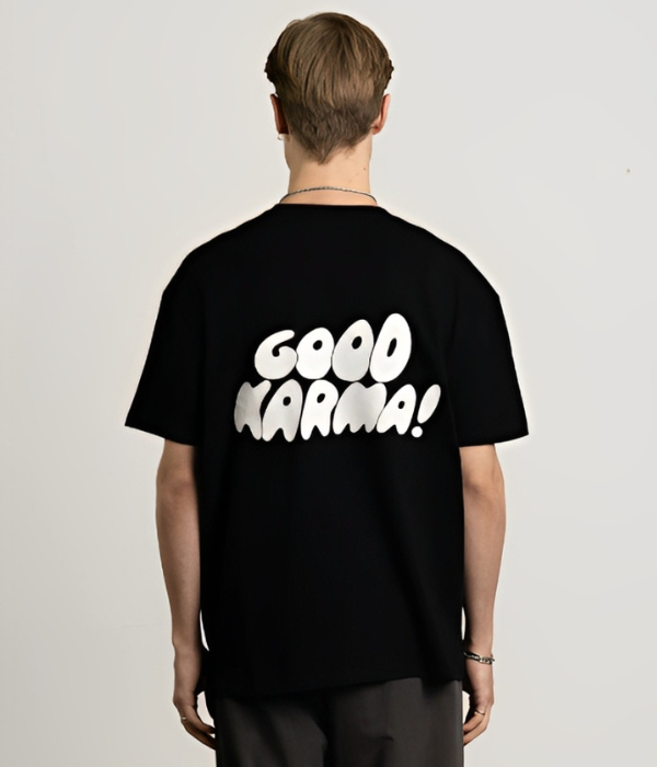 UrbanOutfits Oversized T-shirt Black / S ' Good Karma ! ' Oversized T-shirt [ Unisex ]