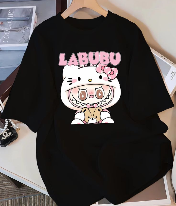 UrbanOutfits Oversized T-shirt Black / S LABUBU- Women Oversized T-shirt