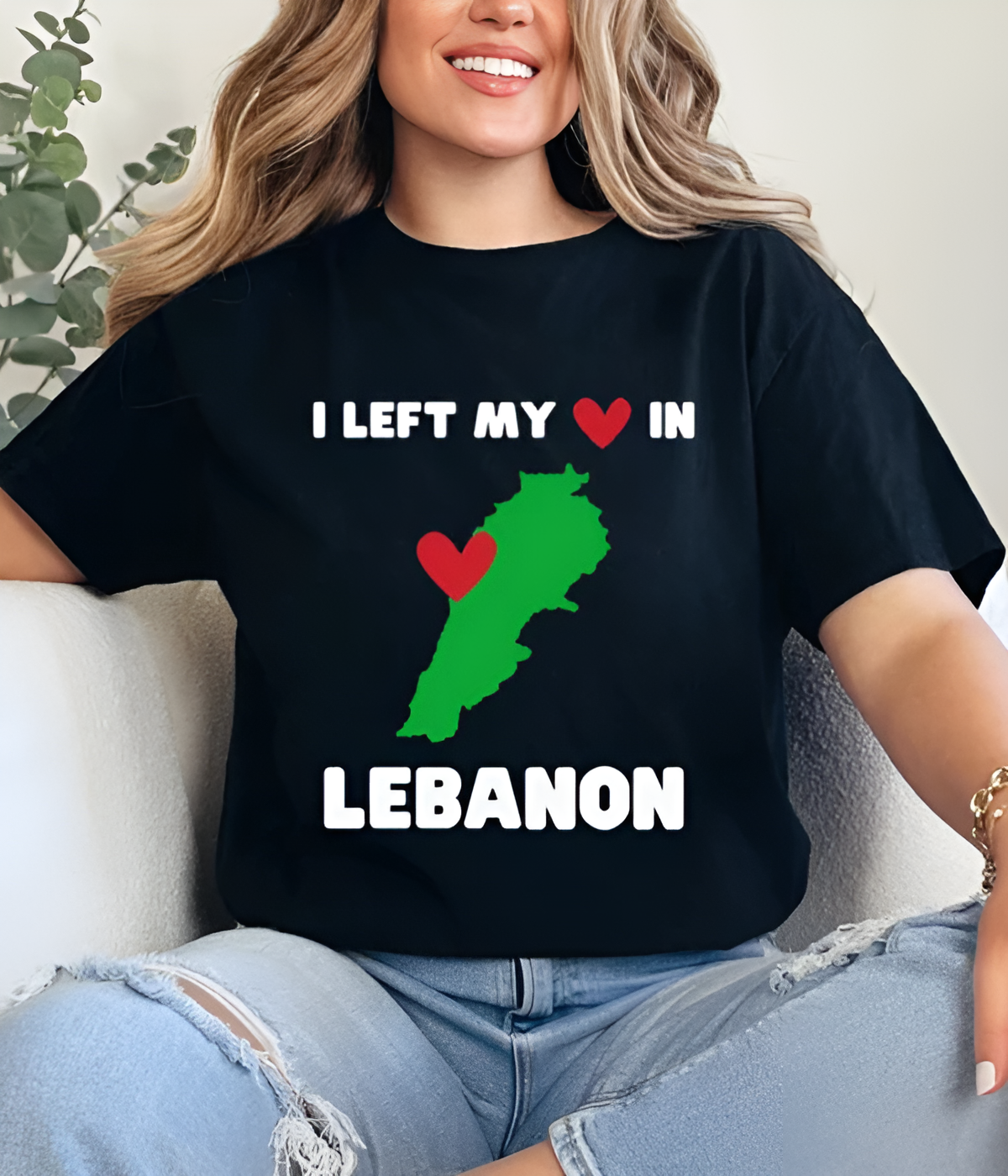 UrbanOutfits Oversized T-shirt Black / S ' LEFT ❤️ IN LEBANON ' Oversized T-shirt [ Unisex ]
