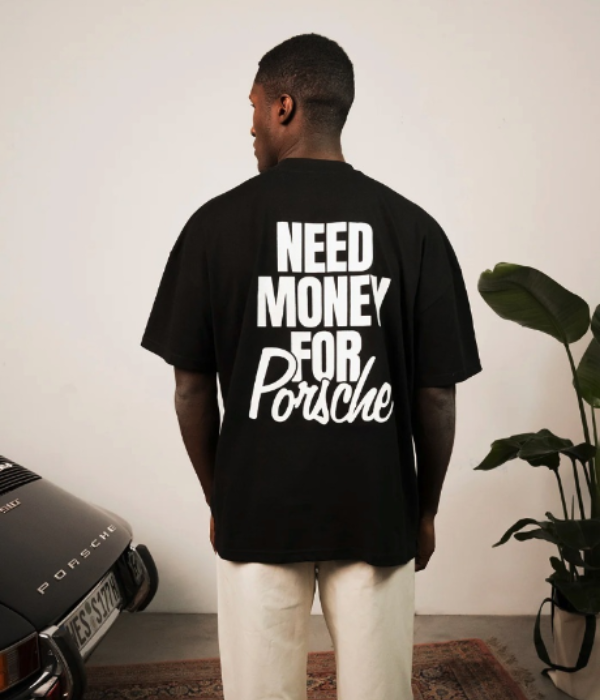 UrbanOutfits Oversized T-shirt Black / S ' Need Money for PORSCHE ' Oversized T-shirt [ Unisex ]