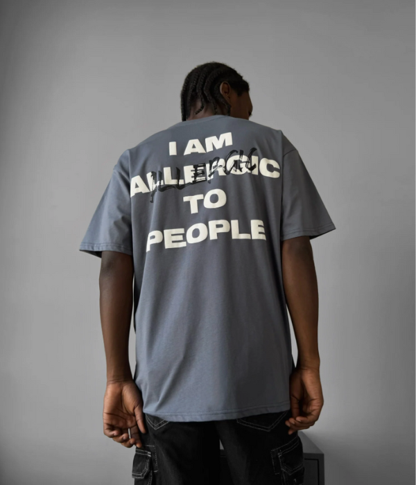 UrbanOutfits Oversized T-shirt Gray / S ' Allergic To People ' Oversized T-shirt [ Unisex ]