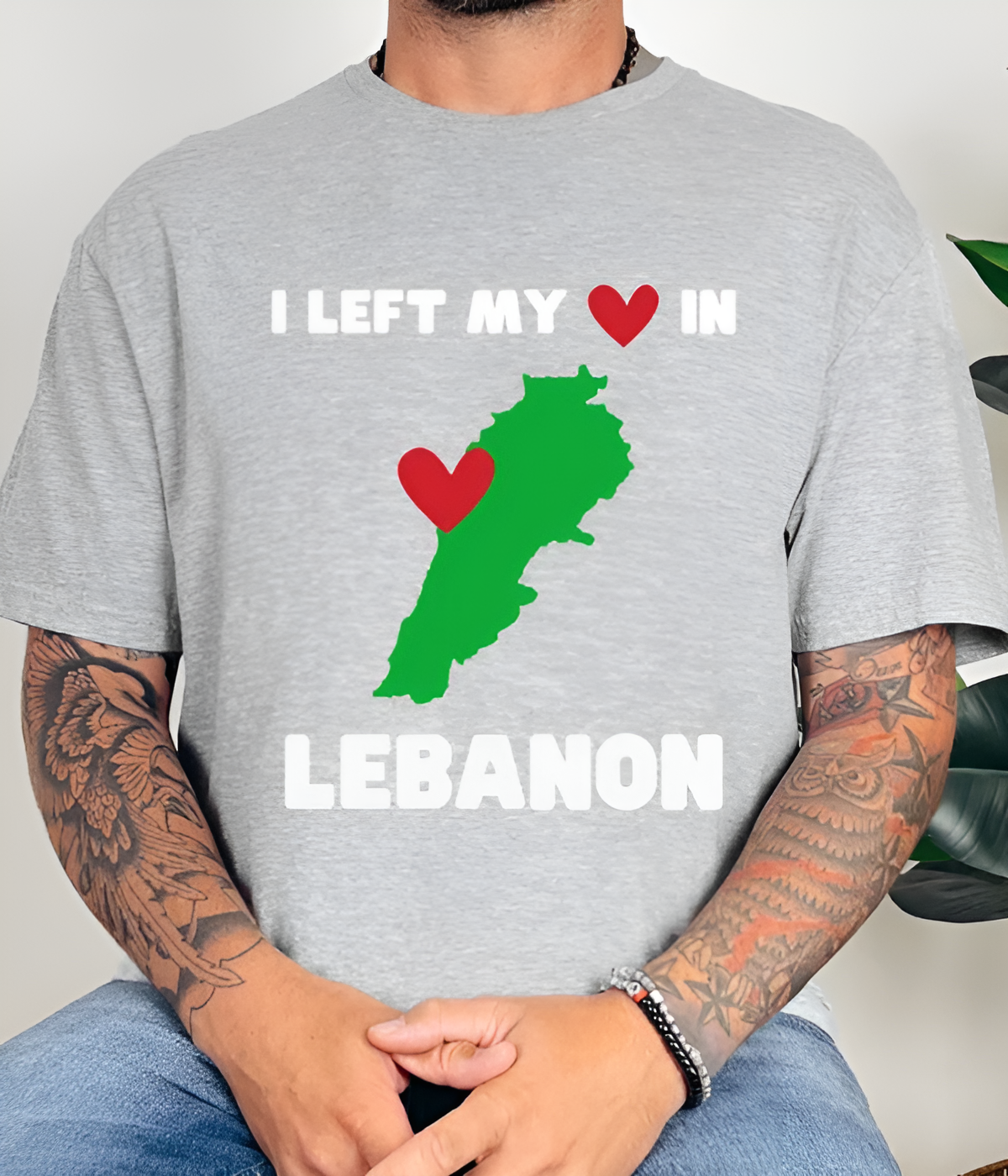 UrbanOutfits Oversized T-shirt Gray / S ' LEFT ❤️ IN LEBANON ' Oversized T-shirt [ Unisex ]