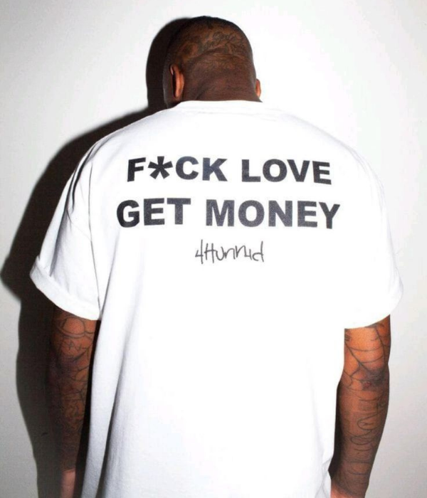 UrbanOutfits Oversized T-shirt White / Cotton / S 'F*uck love GET MONEY' Oversized T-Shirt