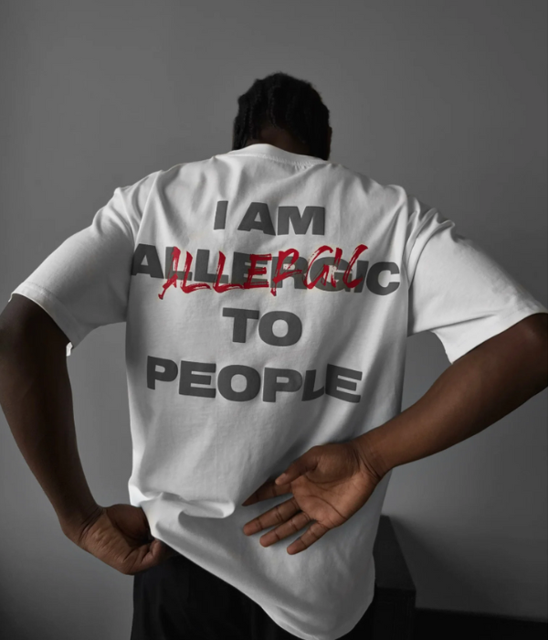 UrbanOutfits Oversized T-shirt White / S ' Allergic To People ' Oversized T-shirt [ Unisex ]