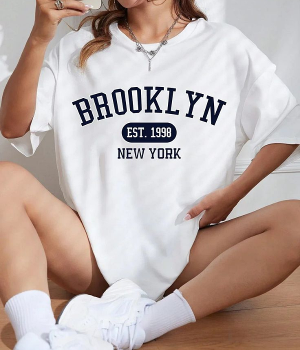 UrbanOutfits Oversized T-shirt White / S ' Brooklyn 'Oversized T-shirt [ UNISEX ]
