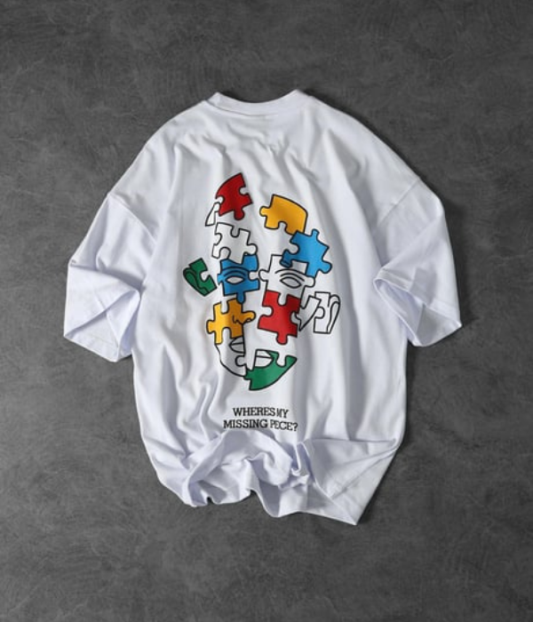 UrbanOutfits Oversized T-shirt White / S ' MISSING FACE ' Oversized T-shirt [ Unisex ]