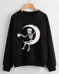 UrbanOutfits sweatshirt Black / Cotton-Fleece / S Skeleton Moon- Unisex Oversized sweatshirt