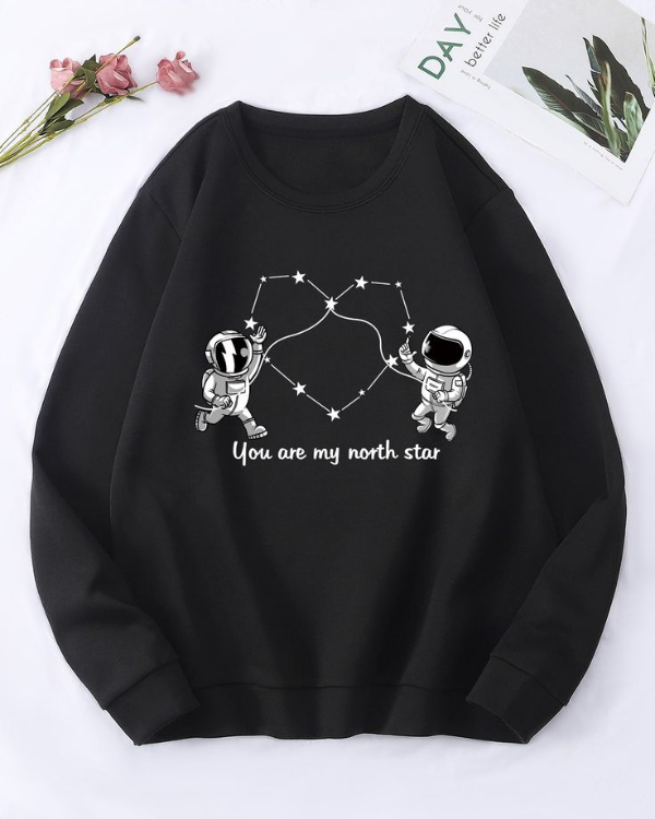 UrbanOutfits sweatshirt Black / Cotton-Fleece / S you are my north star - Oversized sweatshirt