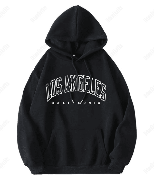 UrbanOutfits Unisex Hoodie Black / Cotton-Fleece / S ' Los Angeles ' Unisex Oversized Hoodie
