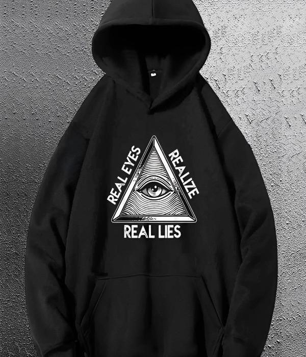 UrbanOutfits Unisex Hoodie Black / Cotton-Fleece / S 'Real EYE' Oversized Hoodie