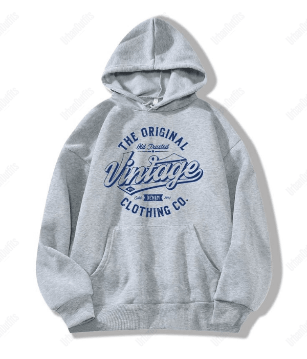UrbanOutfits Unisex Hoodie Gray / Cotton-Fleece / S ' Vintage ' Unisex Oversized Hoodie