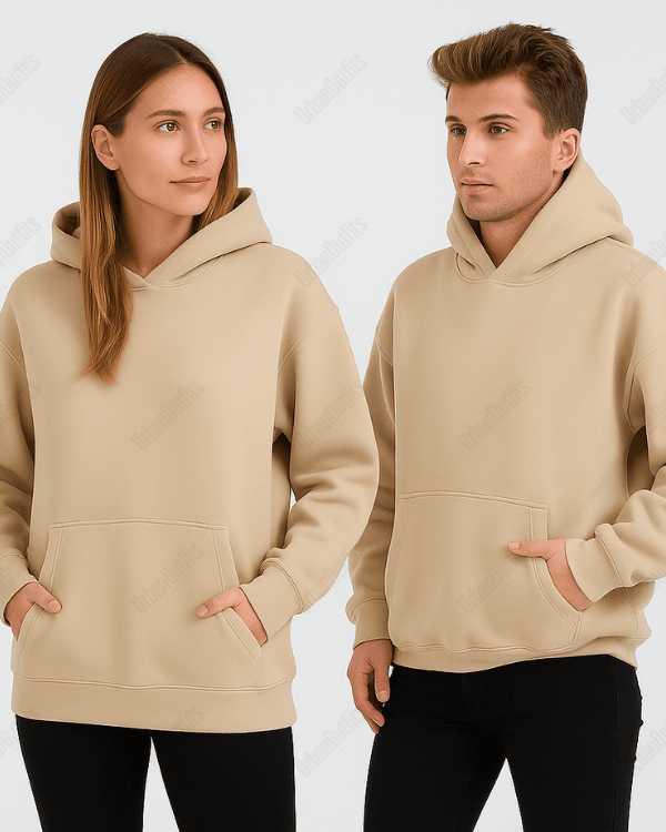 UrbanOutfits Unisex Oversized plain hoodie Beige Oversized Plain Hoodie