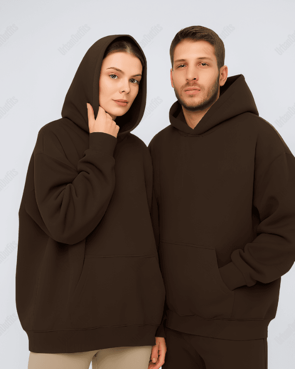 UrbanOutfits Unisex Oversized plain hoodie 'Dark brown ' Oversized Plain Hoodie