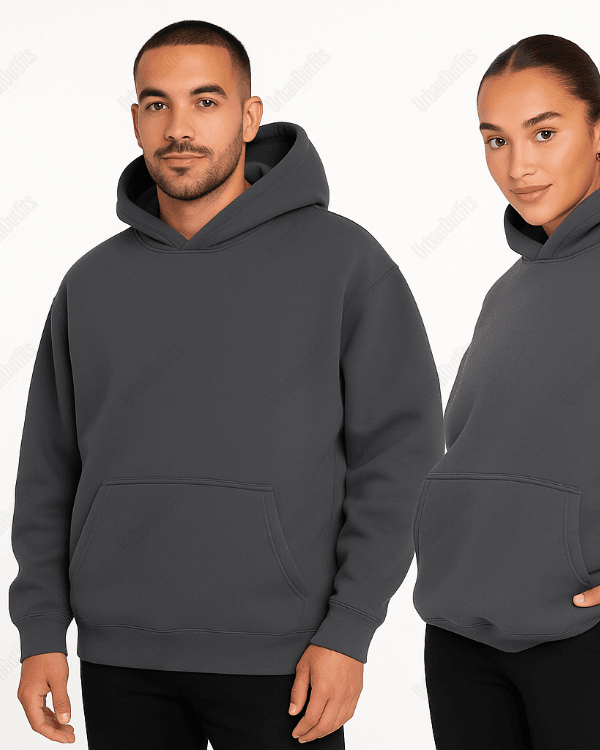 UrbanOutfits Unisex Oversized plain hoodie 'Dark Gray ' Oversized Plain Hoodie