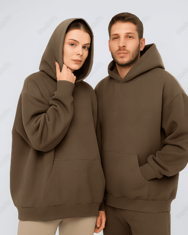 UrbanOutfits Unisex Oversized plain hoodie Light Brown Oversized Plain Hoodie